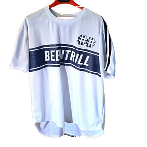 Beentrill Hype Beast Jersey Top Hi-Lo White & Blue Short Sleeve for Men size L